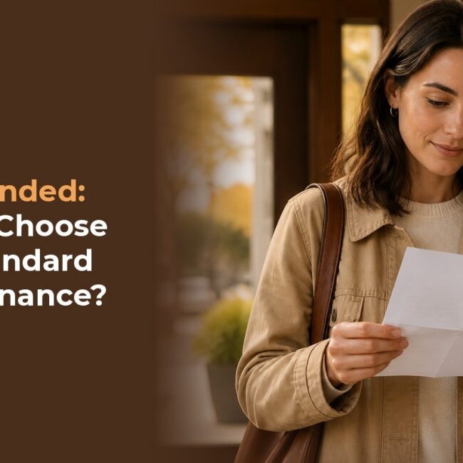 A young woman reading a student loan notice at her apartment mailbox calm and ready to choose a new repayment plan after the SAVE plan ended